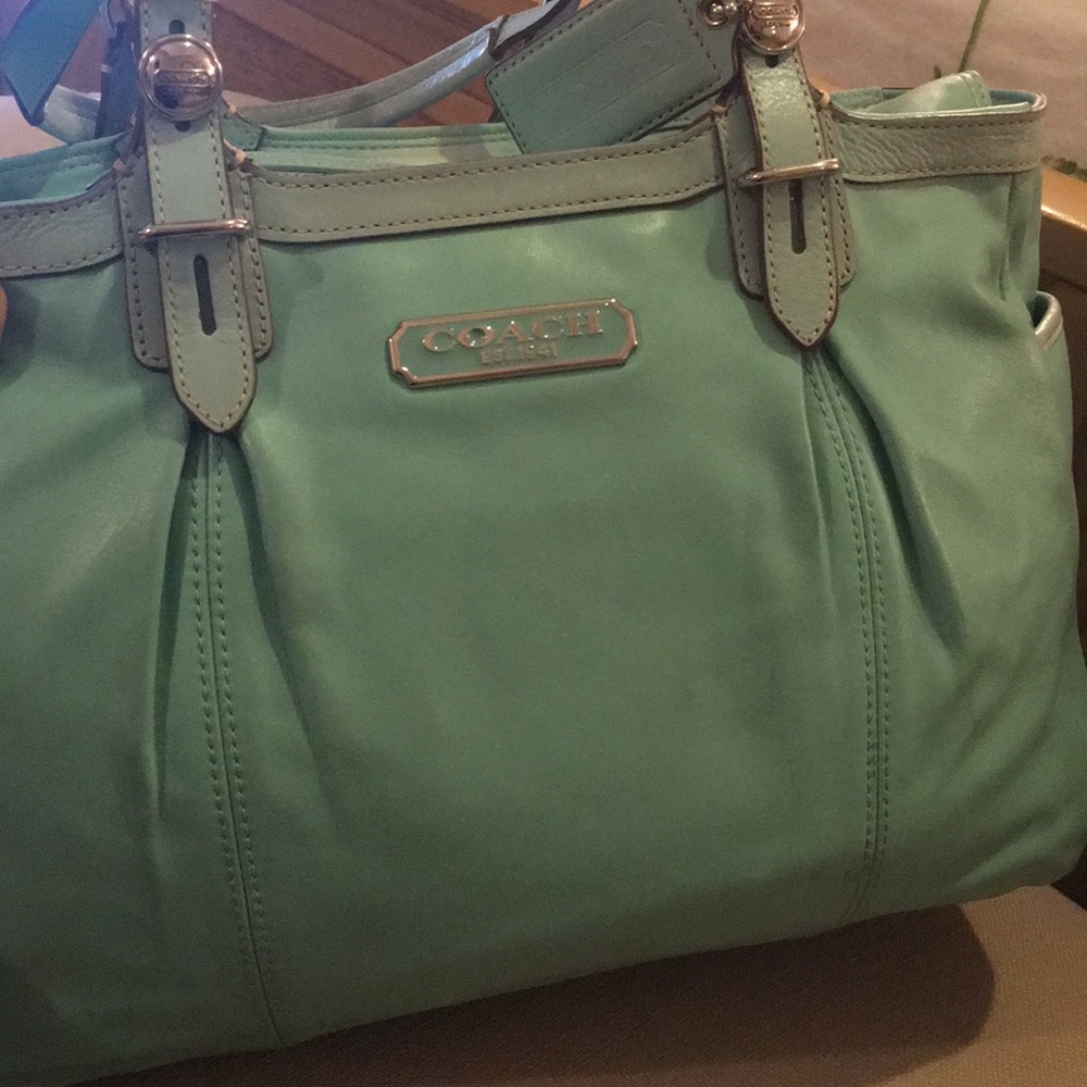 Pastel green coach bag